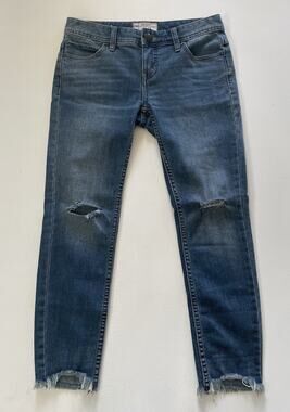 Women's Free People Cutoff Cropped Distressed Blue Denim Jeans Size 26